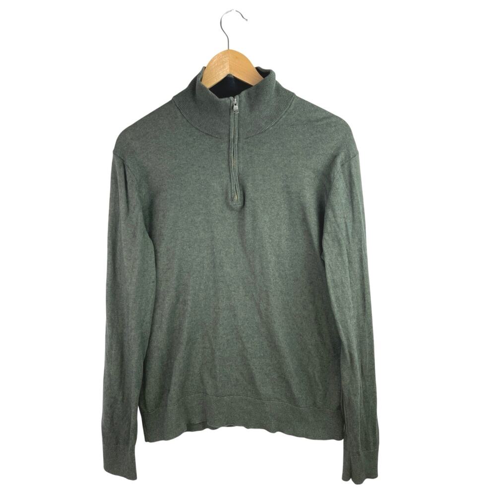 Banana Republic Premium Cotton Cashmere Men's Green 1/4 Pullover Sweater Sz M